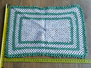 Conjunto 3 panos de croché branco e verde