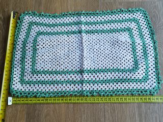 Conjunto 3 panos de croché branco e verde