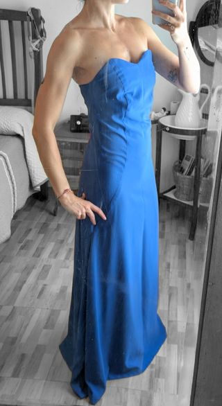 Vestido boda largo azul 