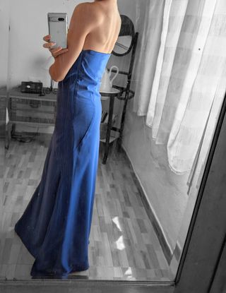 Vestido boda largo azul 