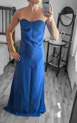 Vestido boda largo azul 