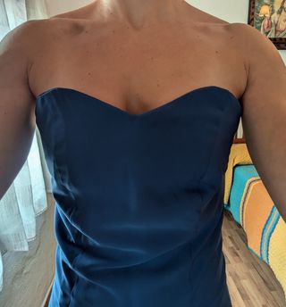 Vestido boda largo azul 
