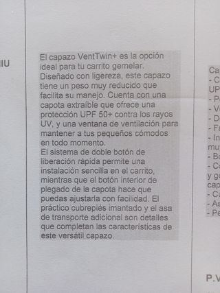 Capazos  coche gemelar NIU VENT nuevo a estrenar.