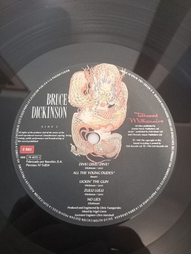  Bruce Dickinson, Tattooed Millionaire. 1990 Lp