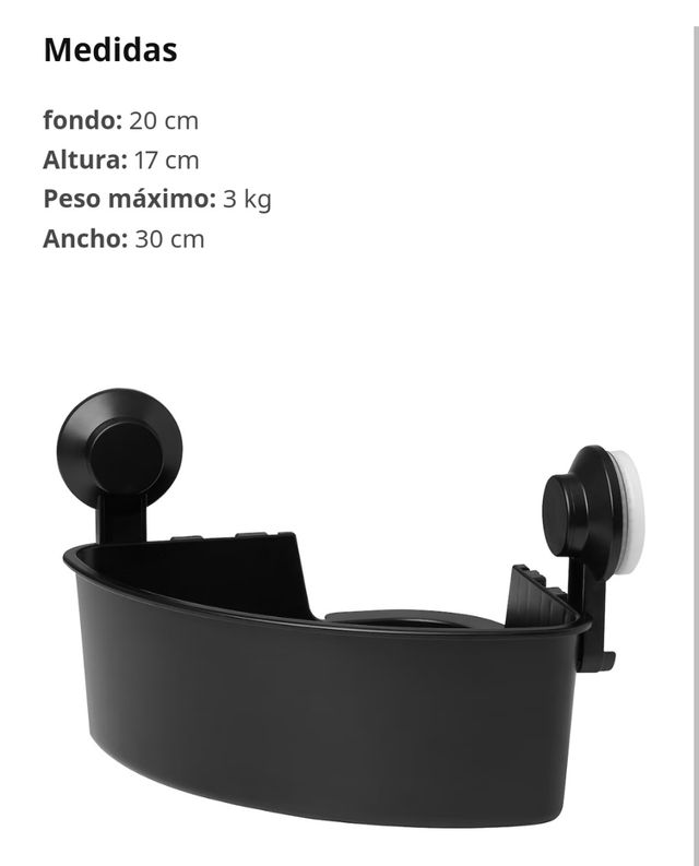 Cestos negros con ventosas TISKEN