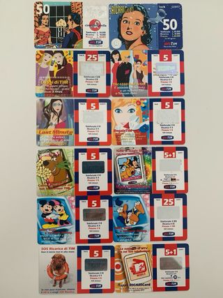 Schede telefoniche ricariche vintage