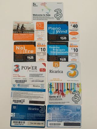 Schede telefoniche ricariche vintage