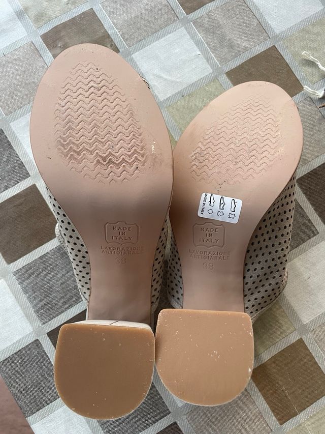 Sabot scamosciate color grigio panna n.38