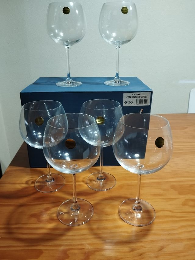 Copas vino Borgoña cristal Bohemia
