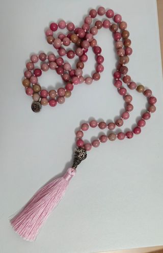 Collar japa mala de rodonita 108 cuentas