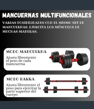 Mancuernas de 40 kg + Barra de union. NUEVAS.