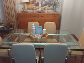 Mesa comedor extensible 2mts y 6 sillas