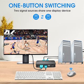 KVM HDMI Switch,4K para 2 PC compartir un Monitor