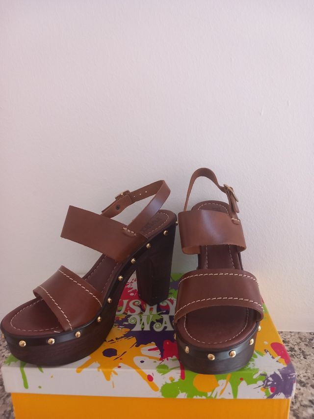 Sandali in pelle n. 39 tacco 12