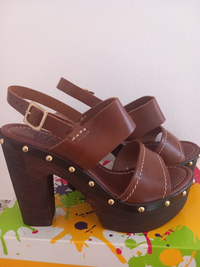 Sandali in pelle n. 39 tacco 12