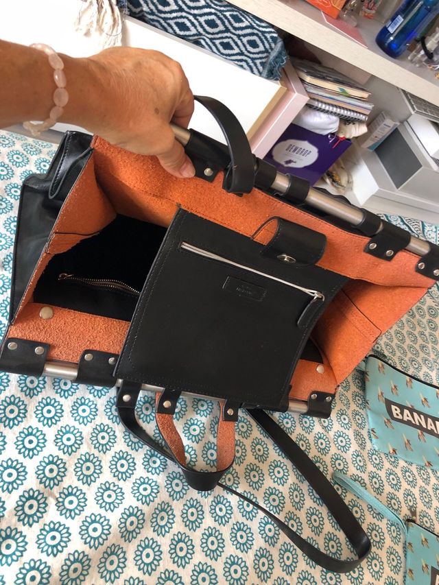 Bolso grande cuero negro