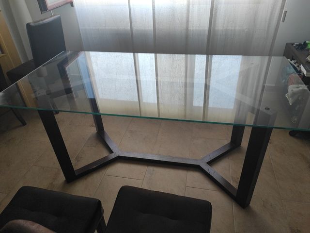 Mesa comedor cristal diseño banak 180x90