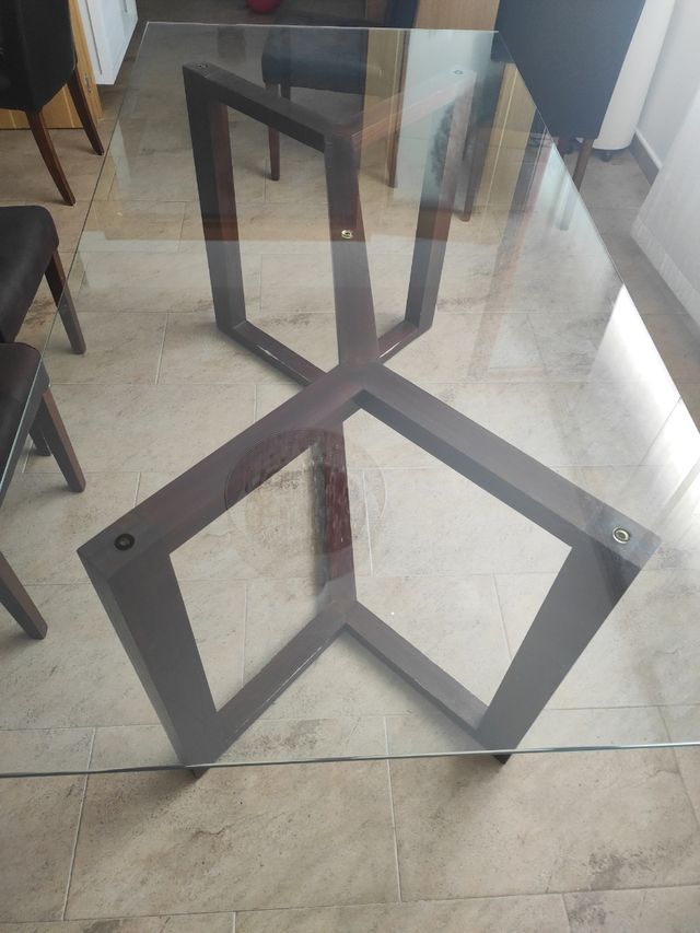 Mesa comedor cristal diseño banak 180x90