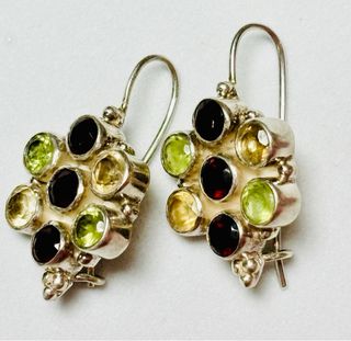 Pendientes indios con gemas y plata de ley 925