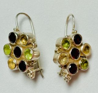 Pendientes indios con gemas y plata de ley 925