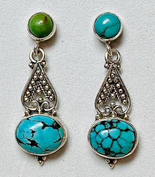 Pendientes de turquesas de Arizona y plata ley 925