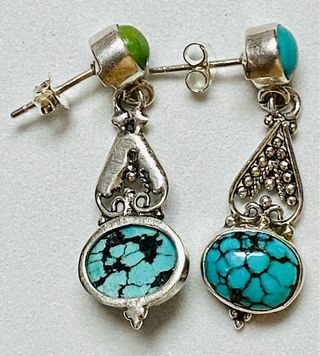 Pendientes de turquesas de Arizona y plata ley 925