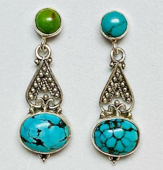 Pendientes de turquesas de Arizona y plata ley 925