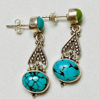 Pendientes de turquesas de Arizona y plata ley 925