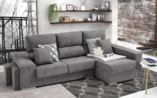 ‼️Sofás con Chaiselongue gris claro‼️