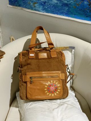 Bolso de hombro cuero artesanal grande 