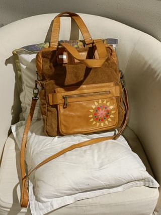 Bolso de hombro cuero artesanal grande 
