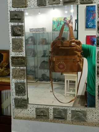 Bolso de hombro cuero artesanal grande 