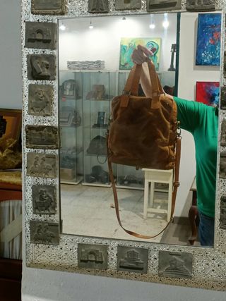 Bolso de hombro cuero artesanal grande 