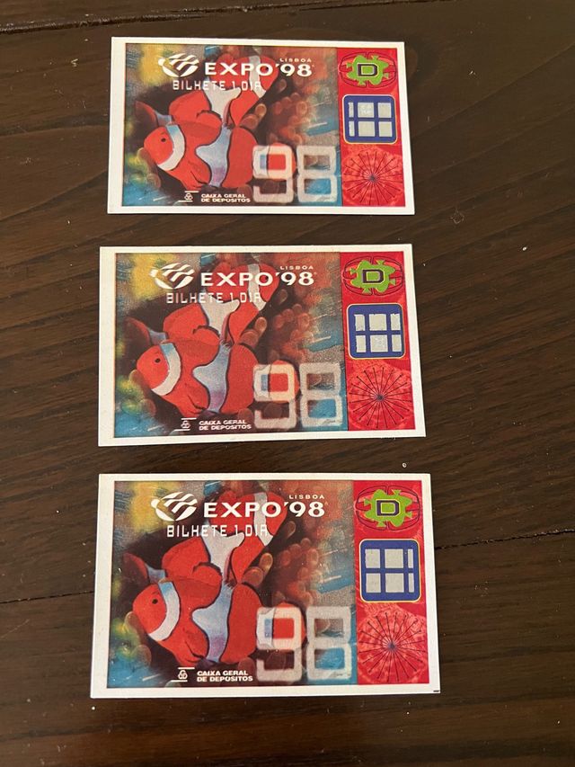 Bilhetes da Expo98 para colecionador
