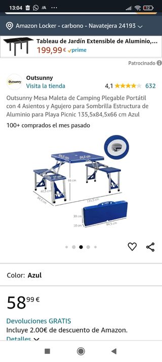 Mesa maletín picnic 