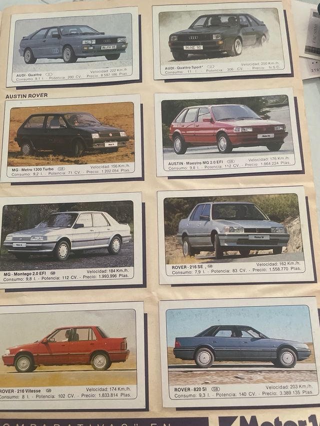 Álbum cromo coches motor 16