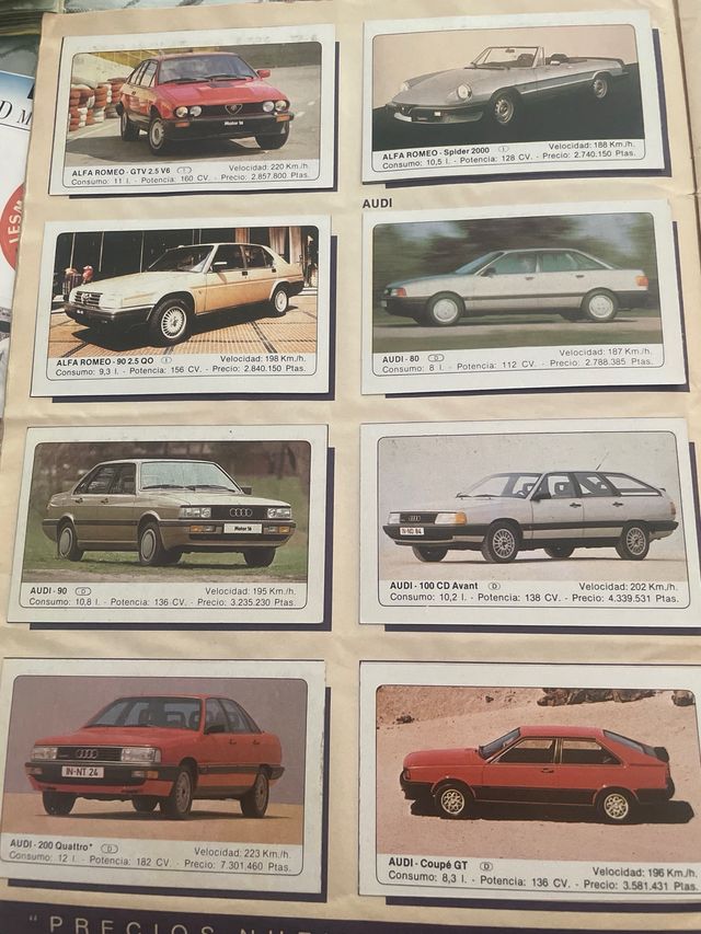 Álbum cromo coches motor 16