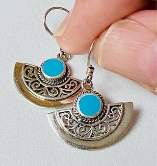 Pendientes abanicos esmaltados en plata de ley 925