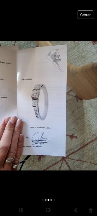 Anillo talla diamantes con certificado