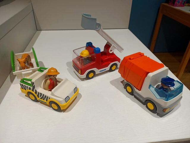 Playmobil camiones bombero, basurero y