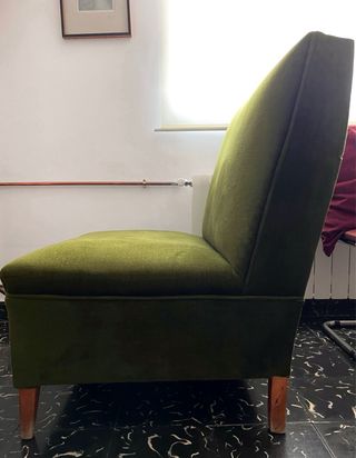 Sillón Vintage Terciopelo Verde Oliva