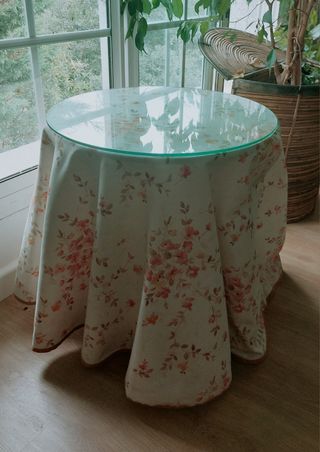 Mesa camilla de 51cm con cristal y funda