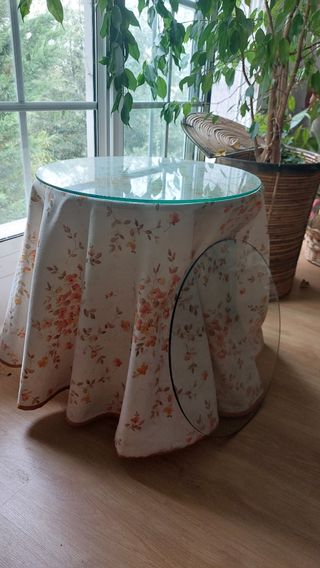 Mesa camilla de 51cm con cristal y funda