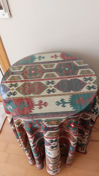 Mesa camilla de 51cm con cristal y funda