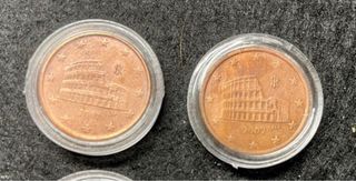 Monedas de 1y 5 céntimos de euro Italia