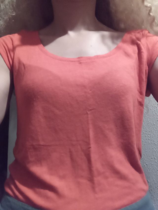 Camiseta naranja salmón manga sisa