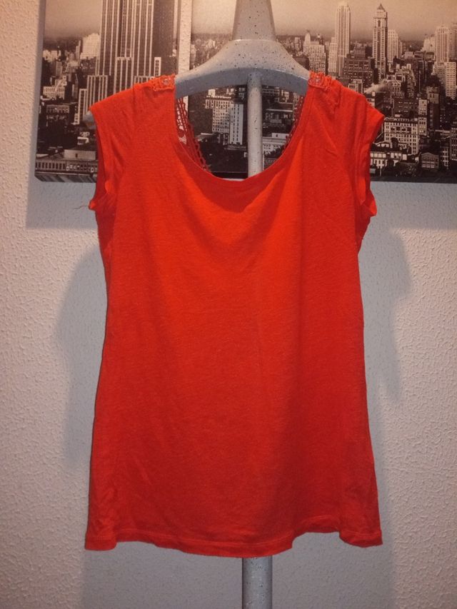 Camiseta naranja salmón manga sisa