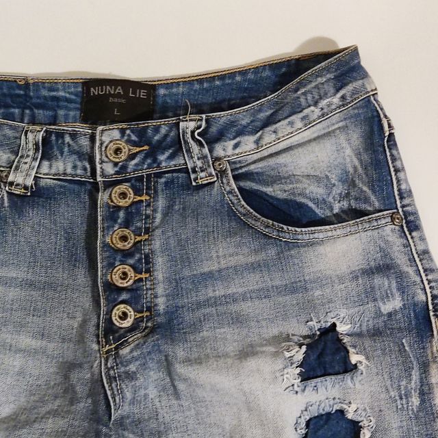 Pantaloncini jeans strappi donna L