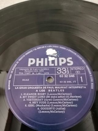 LP 1972 🇪🇦 The Beatles PAUL MAURIAT INTERPRETA