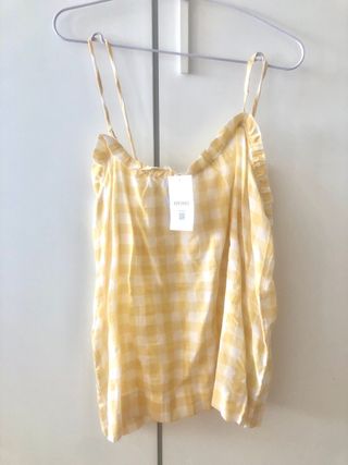 Camisa vichy amarilla tirantes Oysho, L